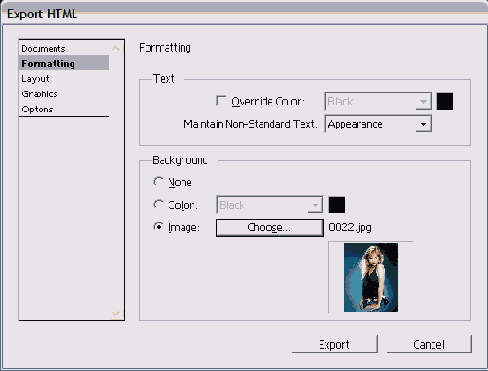  Formatting   Export HTML