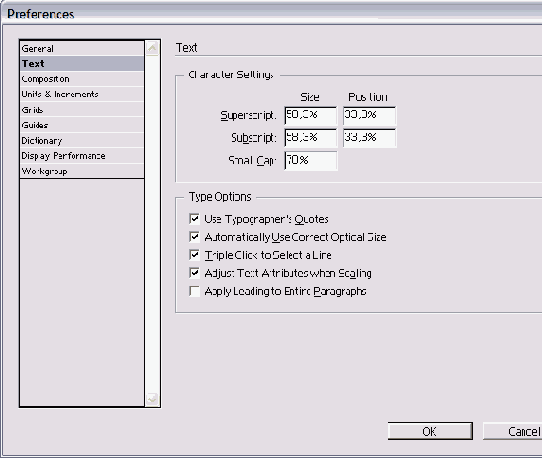   Preferences    Text